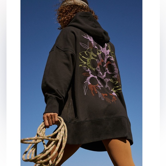 Free People Tops - Free People Fp Movement At My Best Embroidered Logo Sweat Hoodie Tunic